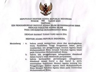 Resmi ; IAI Muhammadiyah Bima Merger Ke Universitas Muhammadiyah Bima