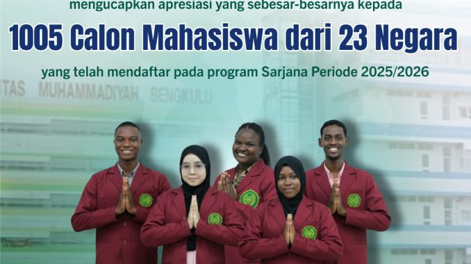 Ledakan Pendaftar Asing di Universitas Muhammadiyah Bengkulu, 1.005 Orang dari 23 Negara Berebut Bangku di UMB