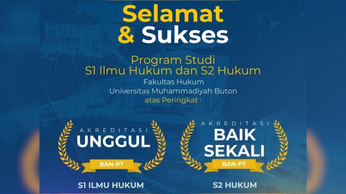 Prestasi Akademik Beruntun, UM Buton Kukuhkan Mutu Prodi Hukum dengan Akreditasi Unggul dan Baik Sekali