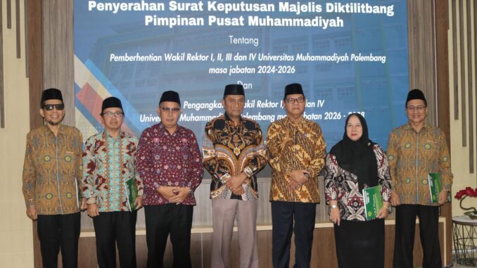 Universitas Muhammadiyah Palembang Serahkan SK Empat Wakil Rektor Baru Periode 2026–2028