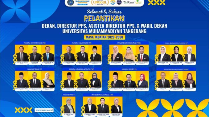 Rektor UMT Lantik Jajaran Dekanat dan Pascasarjana 2026–2030, Dorong Akselerasi Kampus Unggul