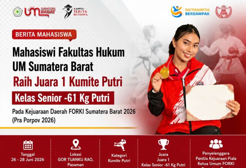 Mahasiswi UM Sumatera Barat Raih Juara 1 Kejurda FORKI, Bukti Ketekunan dan Semangat Berprestasi