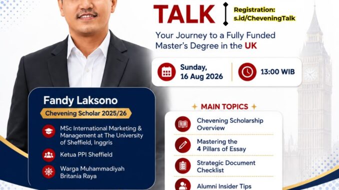 Perluas Akses Pendidikan Global, PCIM Britania Raya dan DEF DPP IMM Gelar Chevening Scholarship Talk