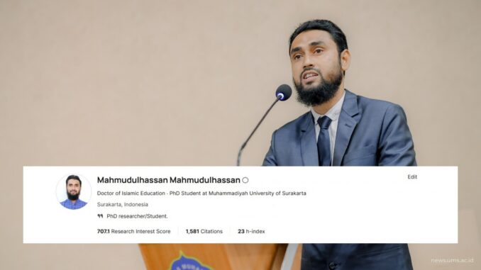 Konsisten Meneliti dan Menulis, Alumnus FAI UMS Raih World Rank 4 Education and Islamic Studies